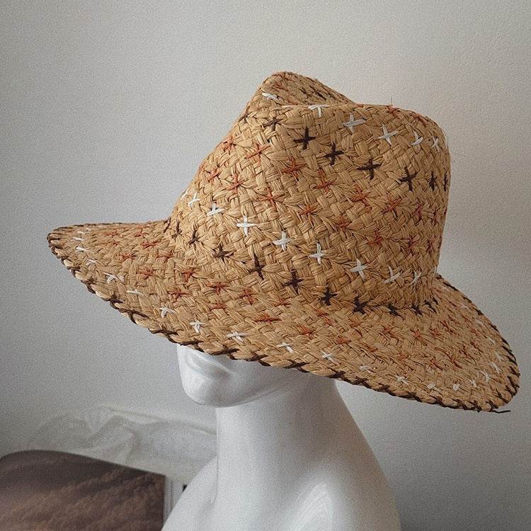 Retro Western Cowboy Straw Hat - Unisex Fashion Accessory for All Seasons - Buy Center