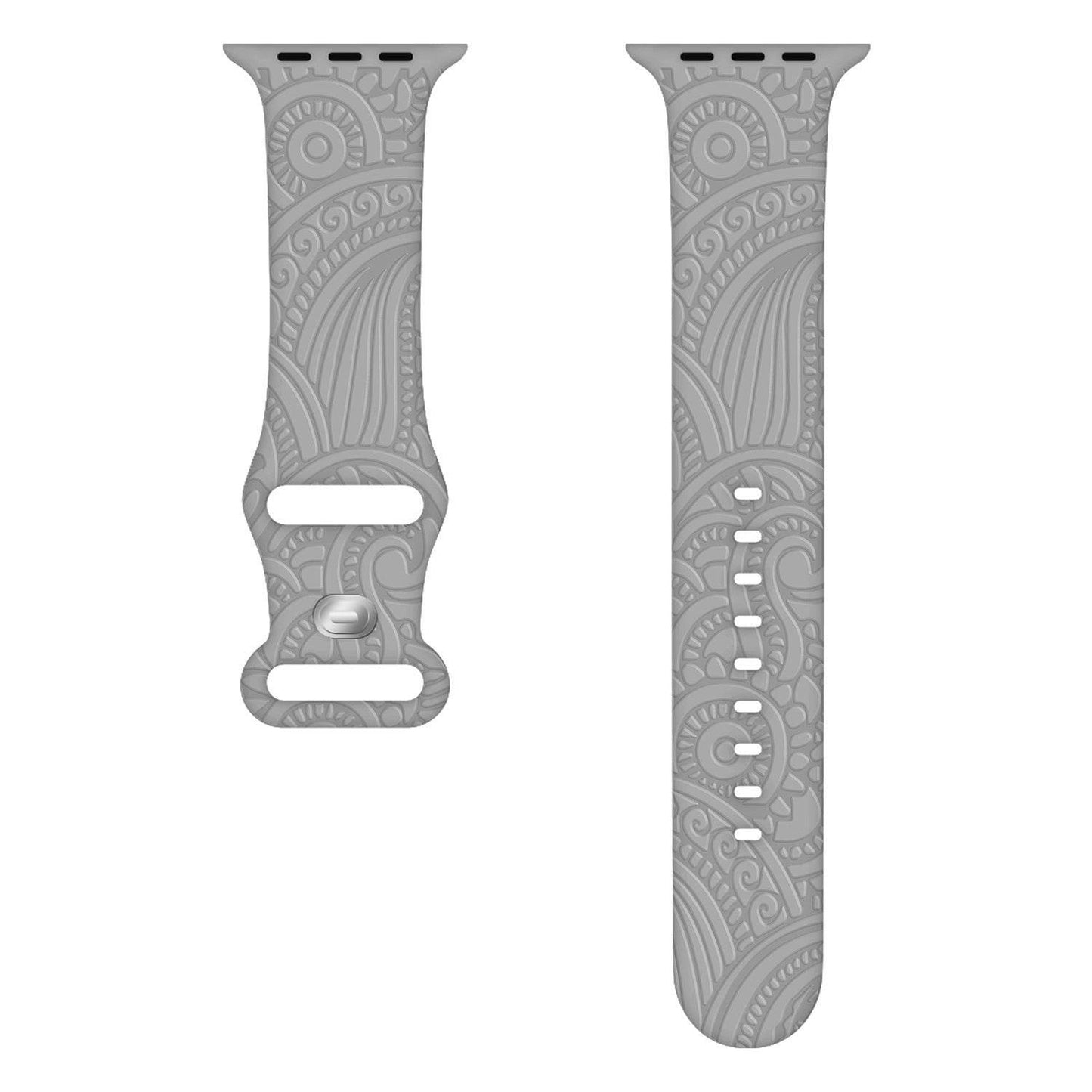 Laser Carved Silicone Strap - Cashew Print for Apple Watches 38-49mm - Buy Center