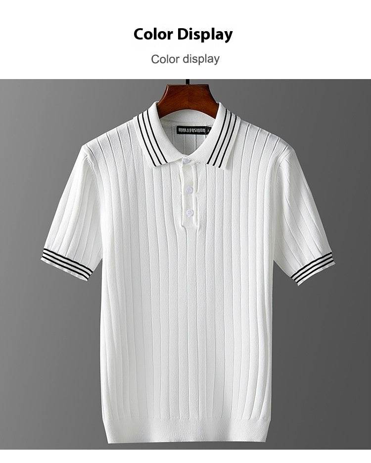 Men's Ice Silk Polo Sweater - Lightweight & Breathable Short Sleeve Style - Buy Center
