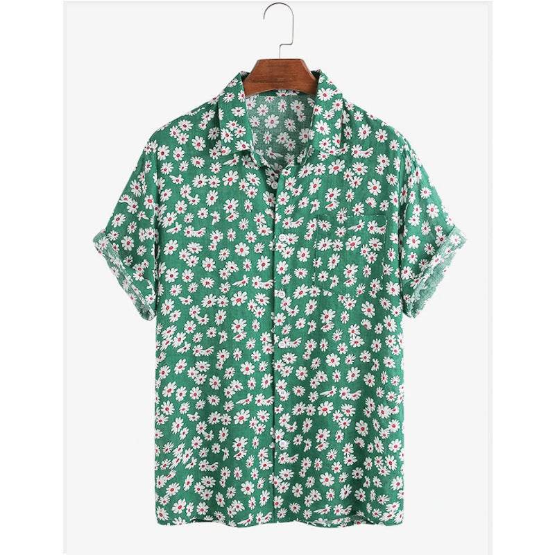 New Hawaiian Men's Short Sleeve Cardigan - Stylish Floral Print Cotton - Buy Center