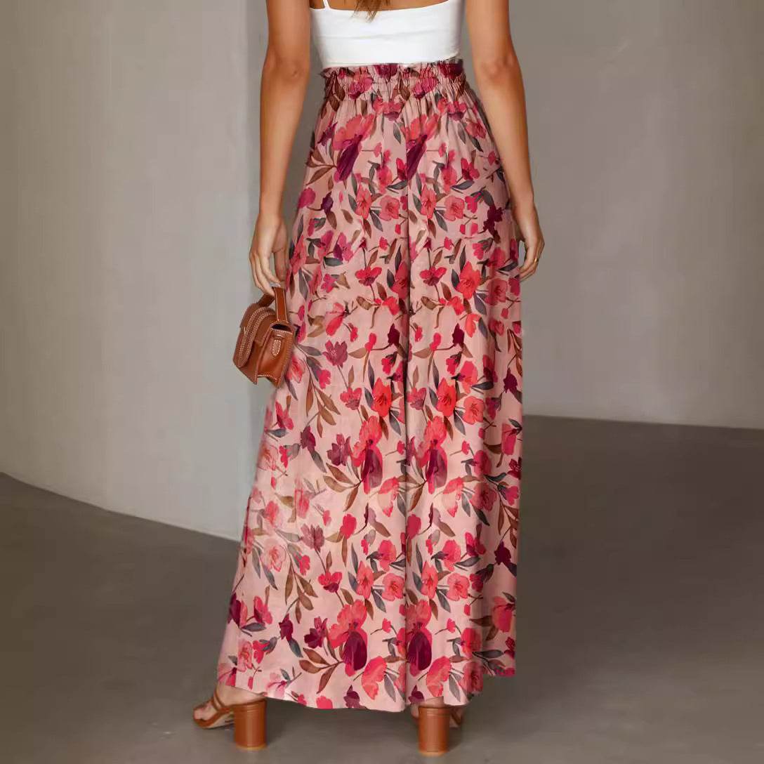 Stylish Printed Wide-leg Trousers - Comfortable Spandex Pants for All Sizes - Buy Center