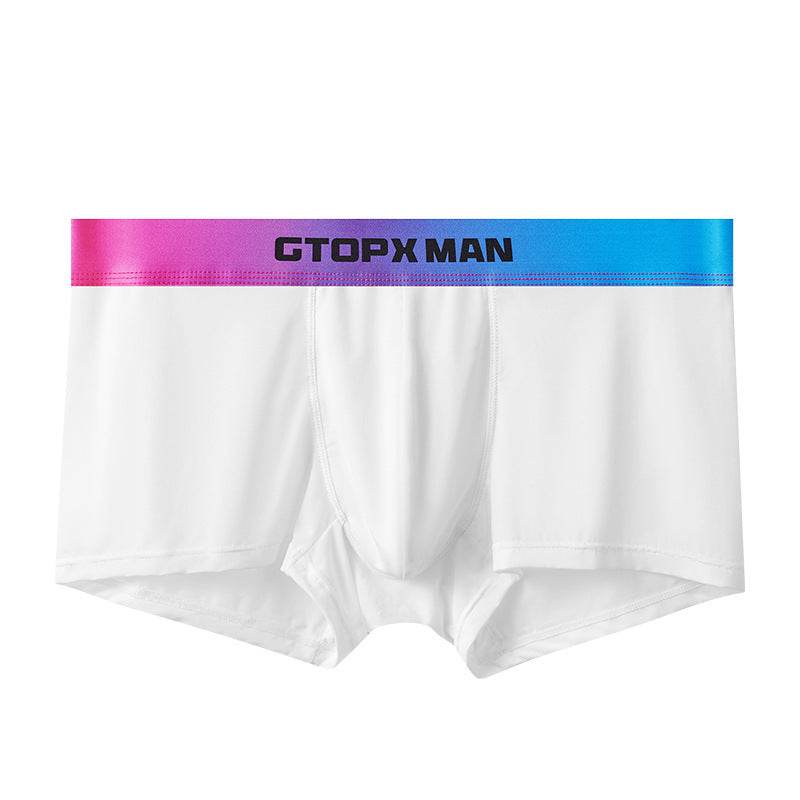 Men's Ice Silk Low Waist Boxers - Breathable Nylon Gradient Design - Buy Center