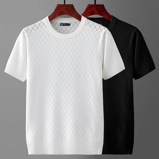 Buycenter Men's Ice Silk Summer Sweater - Thin Cut-out Top for Adults - Buy Center