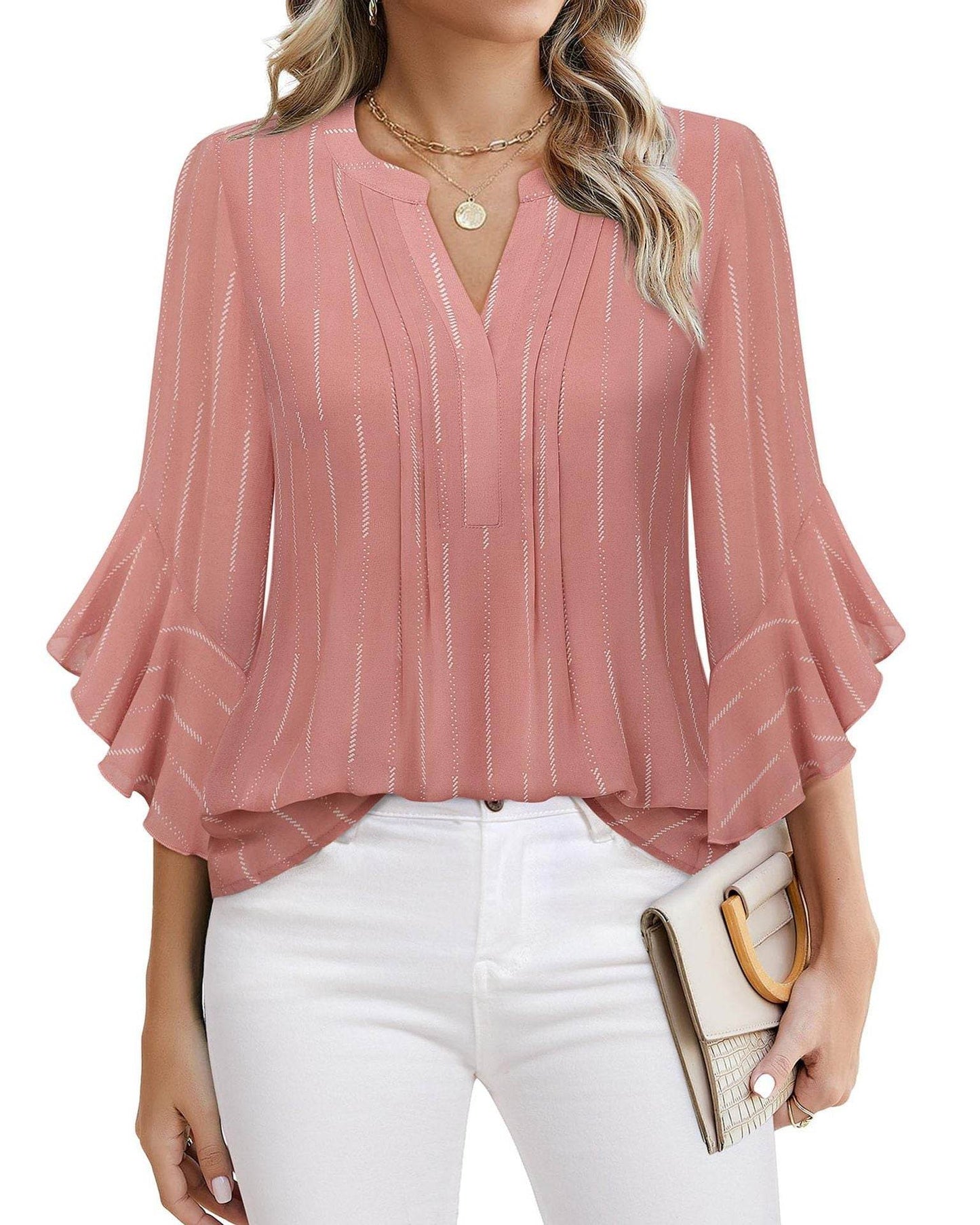Buycenter Lotus Leaf 3/4 Sleeve Top - Loose Fit, Solid Colors Available - Buy Center