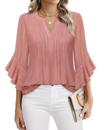 Buycenter Lotus Leaf 3/4 Sleeve Top - Loose Fit, Solid Colors Available - Buy Center
