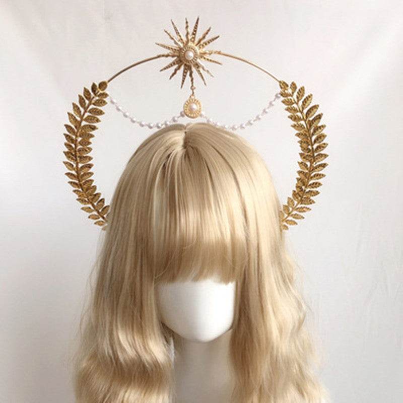 Vintage Wheat Ear Cross Hair Ornament - Elegant Gold & Silver Styles - Buy Center
