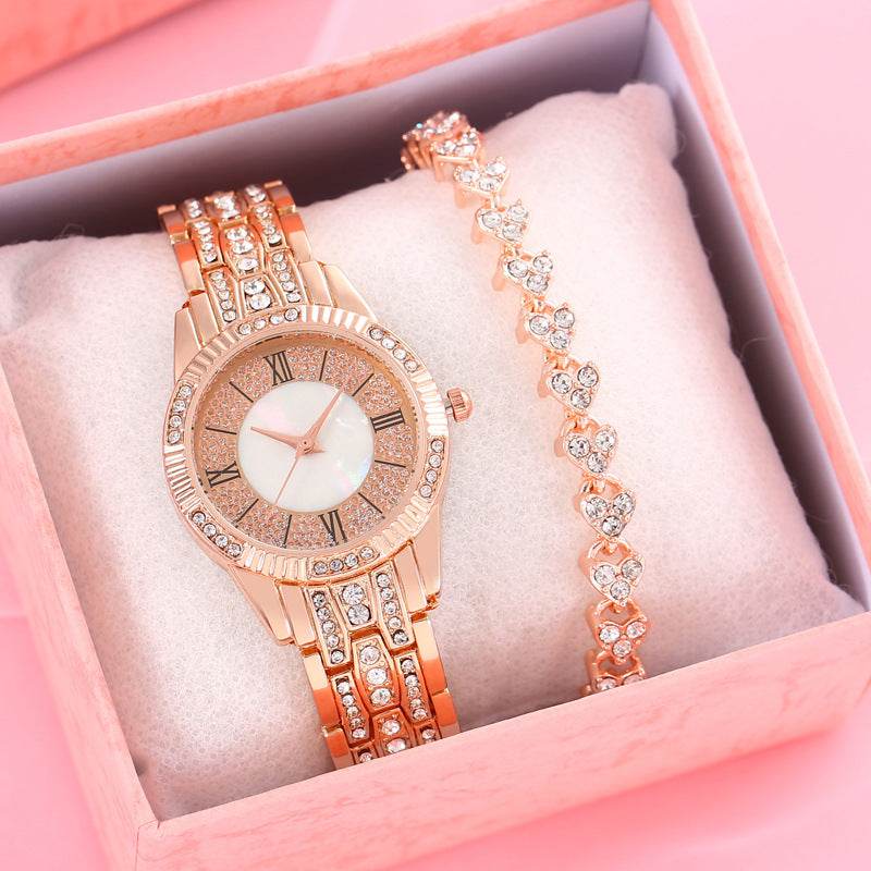 Buycenter Luxury Women's Bracelet Set - Diamond-Embedded Quartz Watch - Buy Center