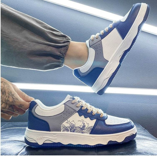 Versatile Low-Top Sneakers for Men - Stylish Light Blue & Beige Options - Buy Center