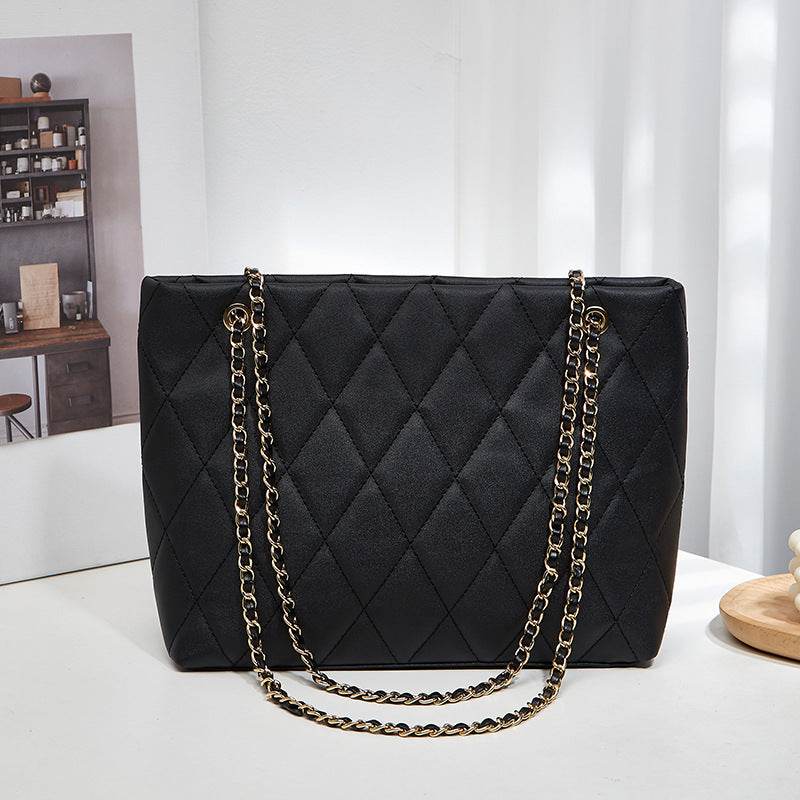 Rhombus Casual Tote Bag - Vintage Chain Shoulder Bag for Daily Style - Buy Center