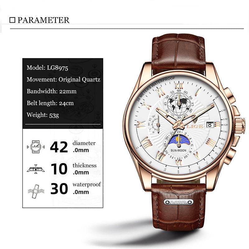 Men's Waterproof Chronograph Watch - Multifunctional, Luminous Style - Buy Center