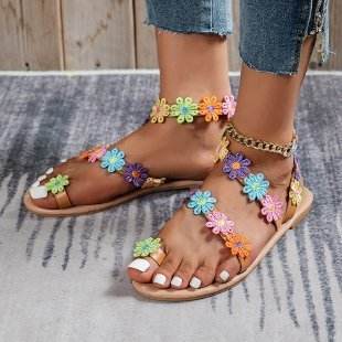 Roman Flat Flower Slippers - Large Size Women's Stylish Comfort Shoes - Buy Center