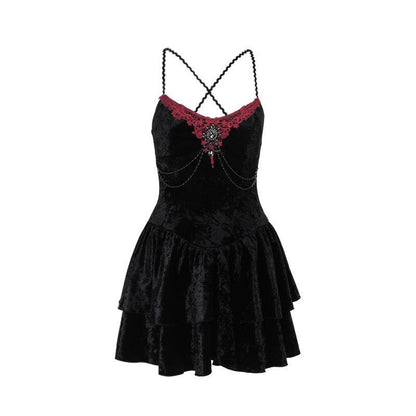 Elegant Velvet Spaghetti Strap Dress for Women - Slim Fit in Black - Buy Center
