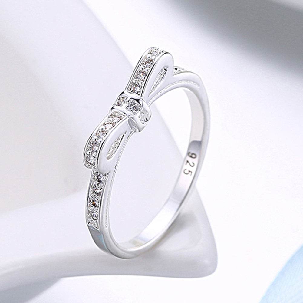 Buy Center 925 Sterling Silver Bowknot Crystal Ring - Stylish for Women - Buy Center