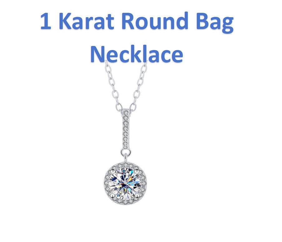 Buycenter S925 Sterling Silver Moissanite Ring Necklace Set - Elegant Design - Buy Center