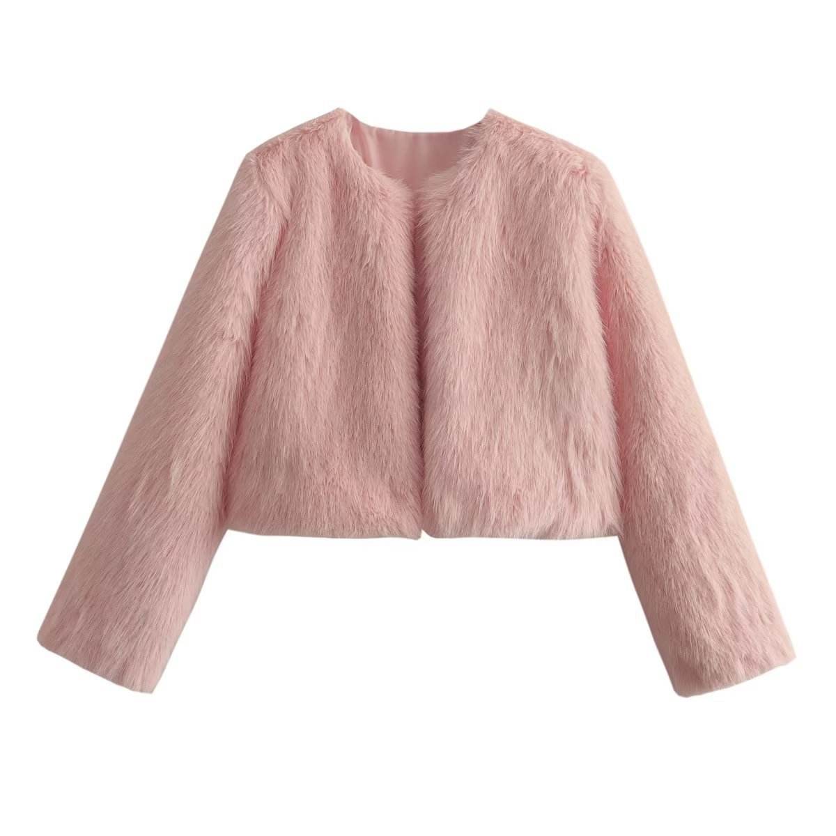 Stylish Polyester Imitation Fur Women's Cardigan Coat - Trendy Fashion 2025 - Buy Center