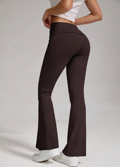 Buycenter Women's Low Waisted Flared Pants - Exposed Navel, Wide Leg - Buy Center
