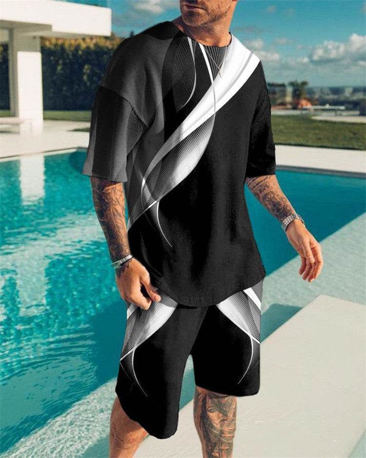 Men's Youth Slim Sports T-Shirt & Shorts Set - 3D Stylish Activewear - Buy Center