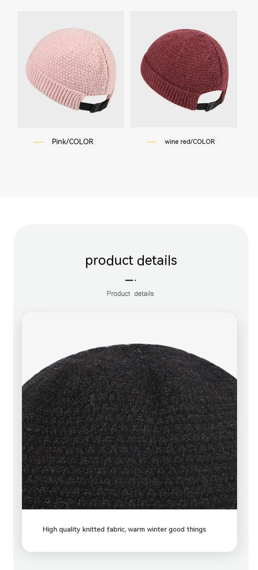 Warm Hemming Knitted Woolen Cap - Adjustable Winter Beanie for Outdoor Style - Buy Center