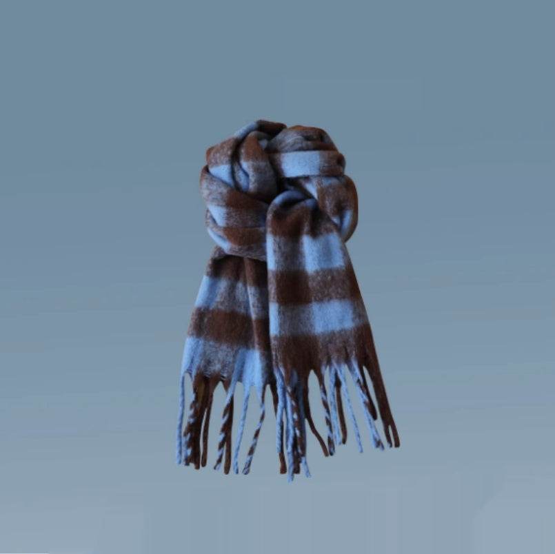 Women's Thick Warm Winter Shawl - Cozy Wool Wrap with Tassel Details - Buy Center