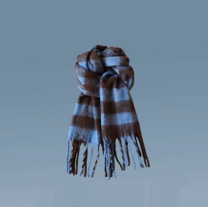 Women's Thick Warm Winter Shawl - Cozy Wool Wrap with Tassel Details - Buy Center