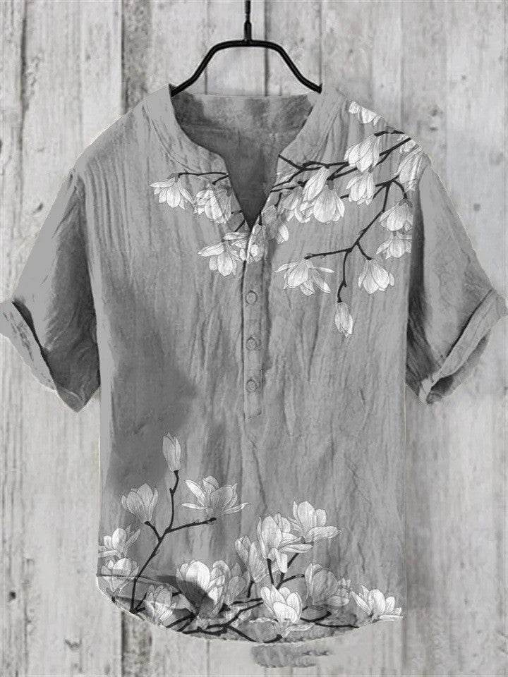Summer Men's Short-Sleeved Shirt - Loose Fit Linen for Travel & Comfort - Buy Center