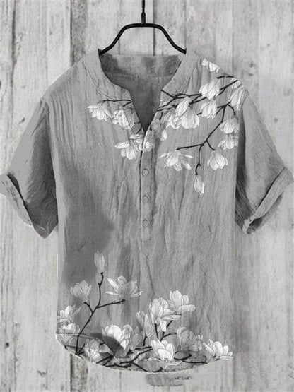 Summer Men's Short-Sleeved Shirt - Loose Fit Linen for Travel & Comfort - Buy Center