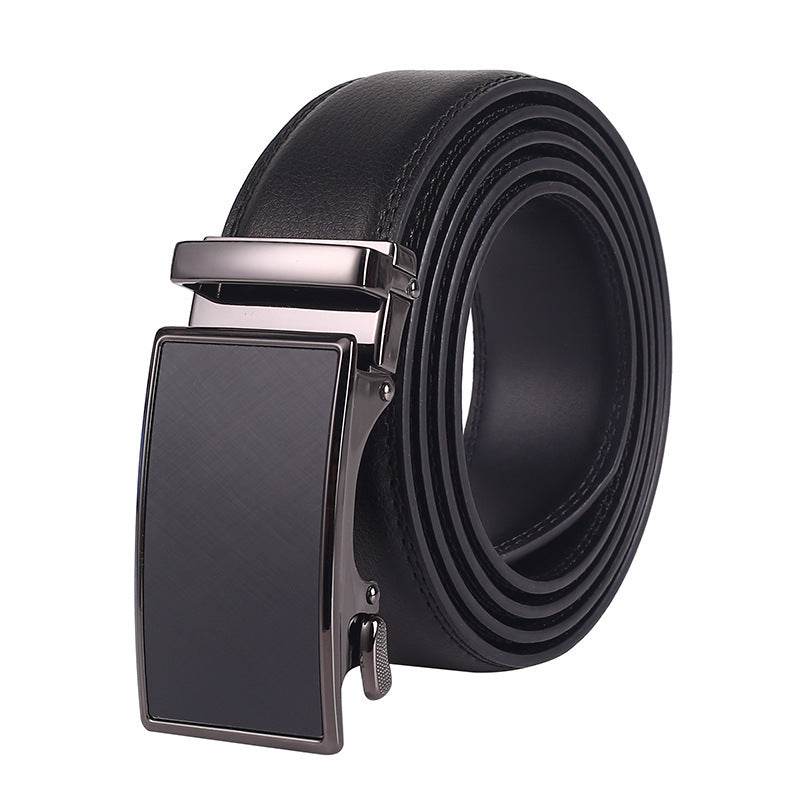 Men's Leather Automatic Buckle Belt - Two-Layer Cowhide, Embossed Style - Buy Center