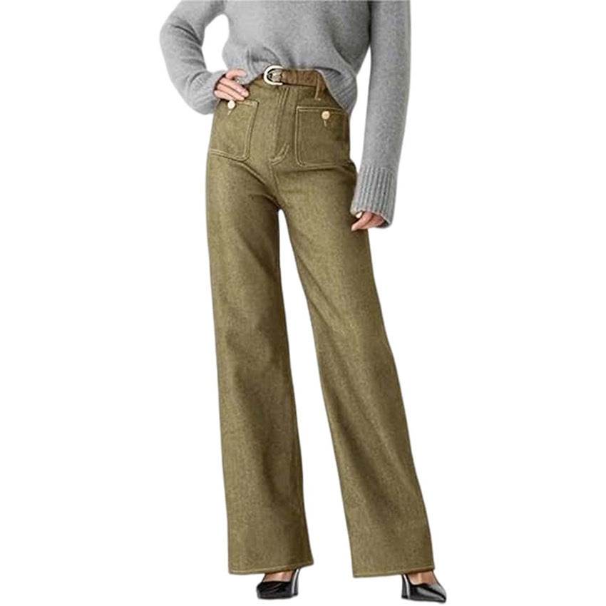 Women's Plus Size Wide-Leg Pants - Casual Distressed Denim Style 2025 - Buy Center
