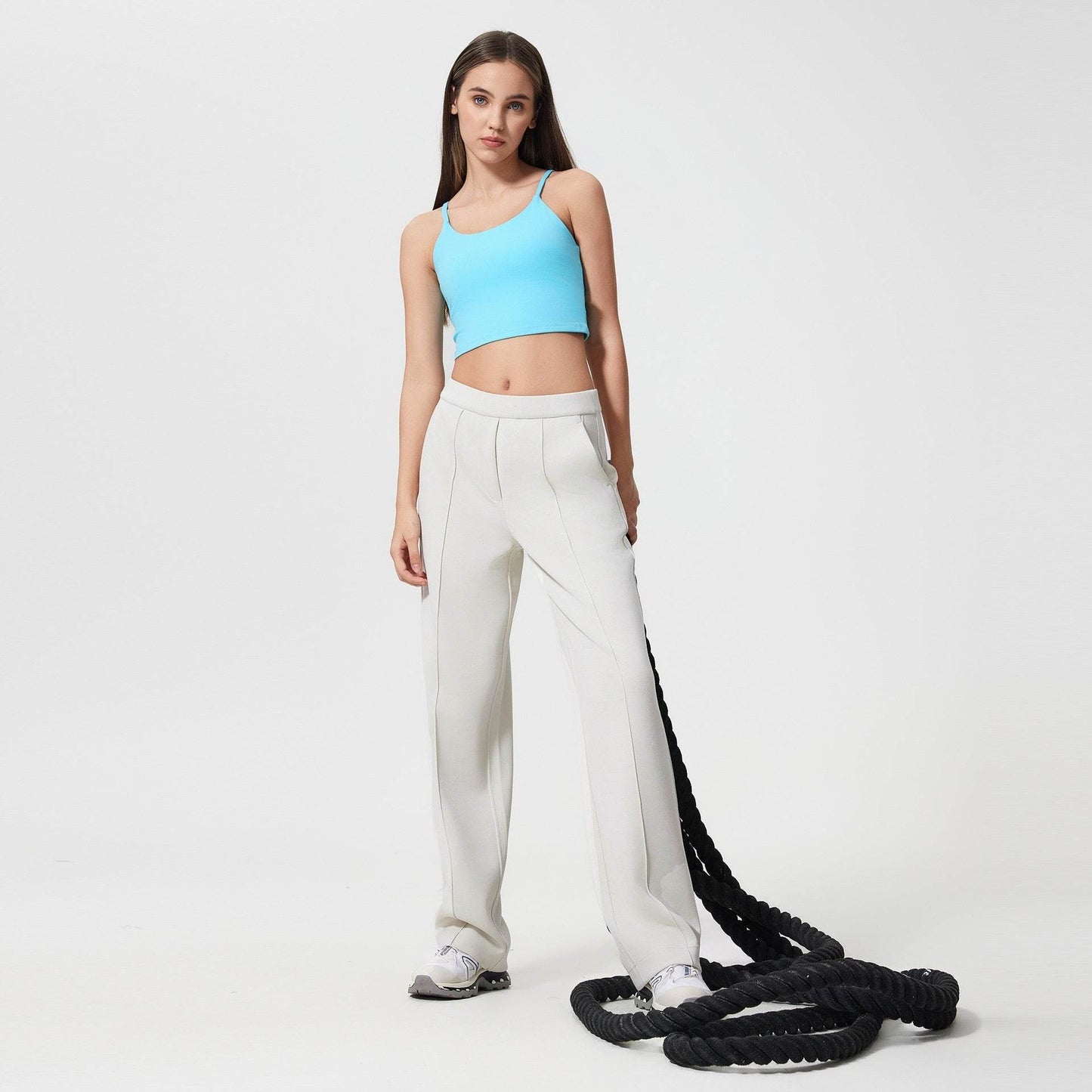 Buycenter Loose Drooping Slimming Straight Pants - Mid Waist, Soft Cotton Blend - Buy Center