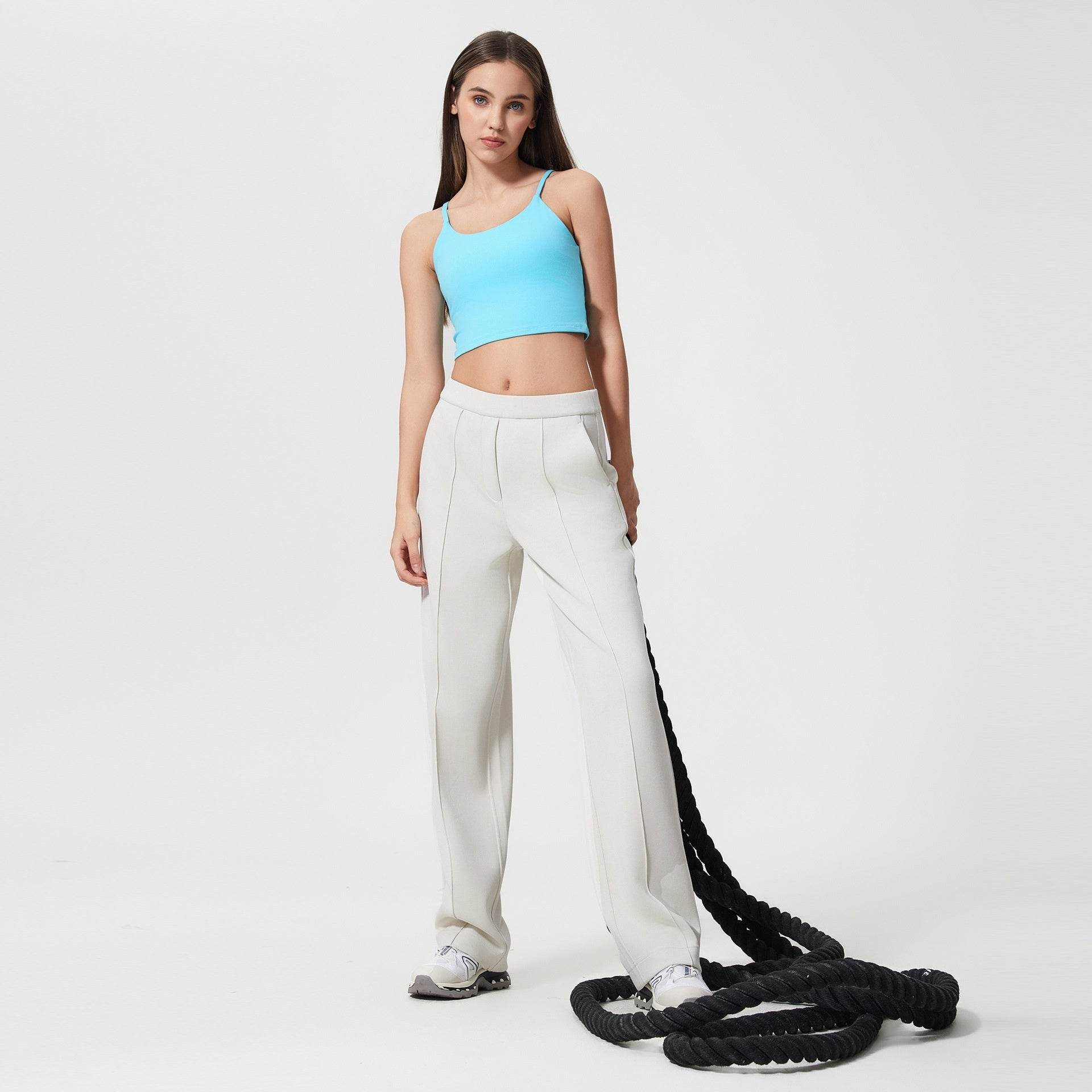 Buycenter Loose Drooping Slimming Straight Pants - Mid Waist, Soft Cotton Blend - Buy Center