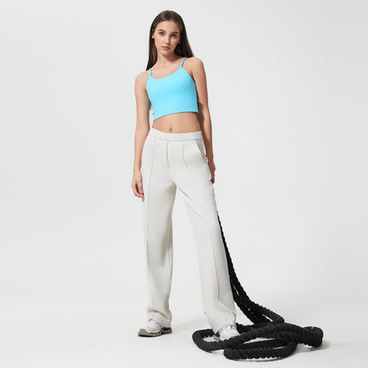 Buycenter Loose Drooping Slimming Straight Pants - Mid Waist, Soft Cotton Blend - Buy Center
