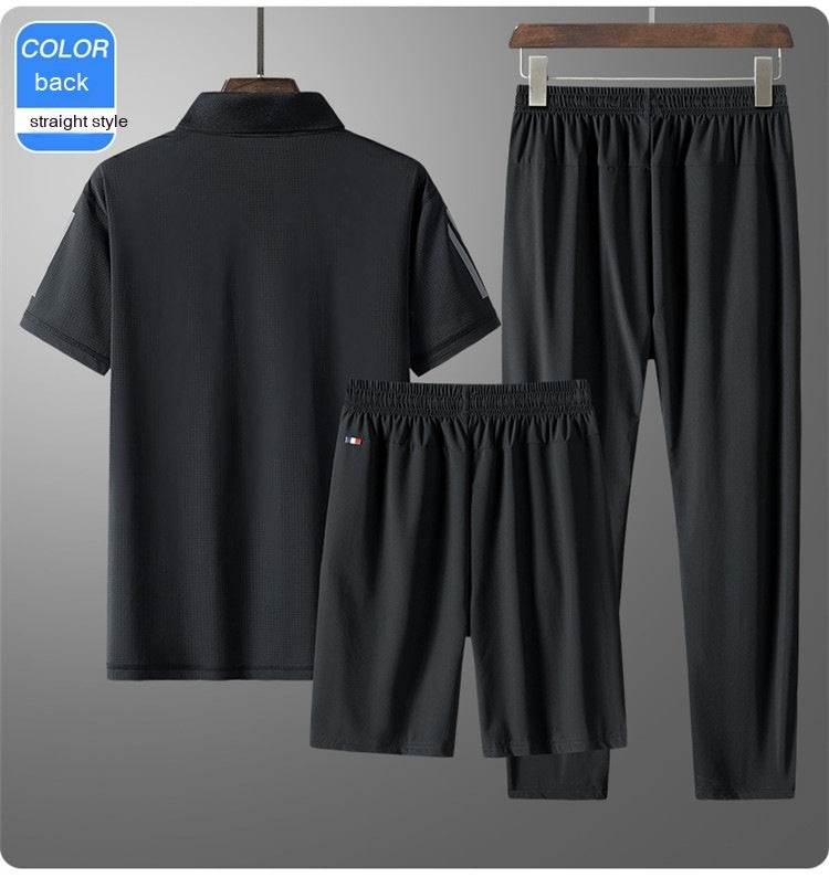 Men's Summer Ice Silk Casual Suit - Comfortable and Breathable Loungewear - Buy Center
