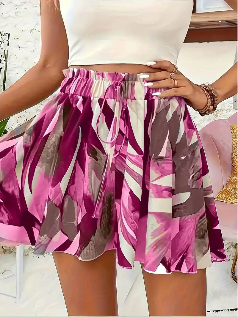 Buycenter Women's Summer Shorts - Elastic Waist, Floral Print, Hot Pants - Buy Center
