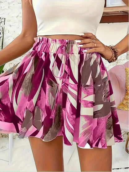Buycenter Women's Summer Shorts - Elastic Waist, Floral Print, Hot Pants - Buy Center