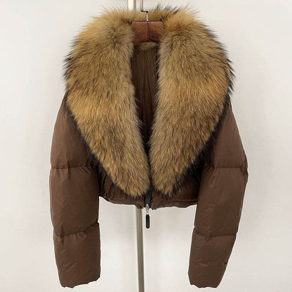 Luxurious Fox Fur Collar Down Jacket - Thick Stylish Coat for Women - Buy Center