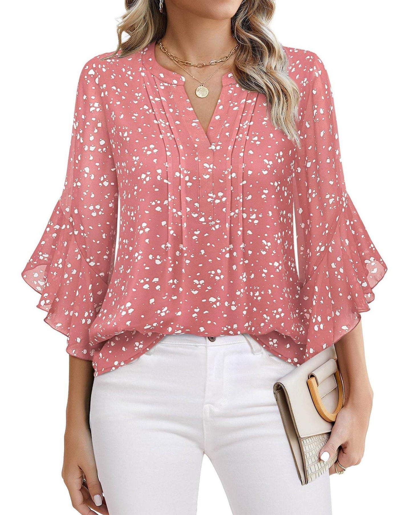 Buycenter Lotus Leaf 3/4 Sleeve Top - Loose Fit, Solid Colors Available - Buy Center