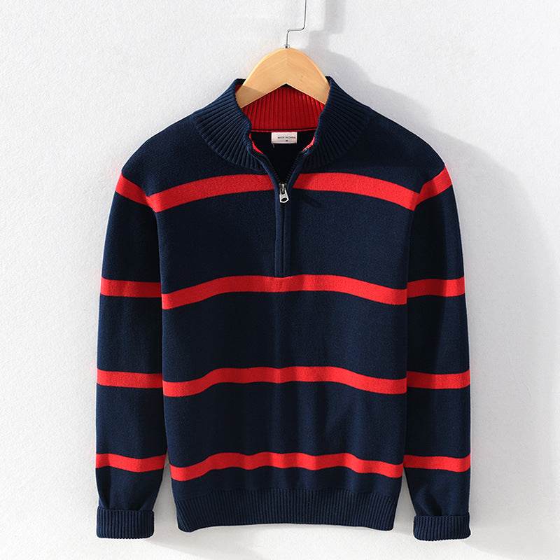 Men's Turtleneck Cotton Wool Half-Zipper Sweater - Slim Fit & Warm - Buy Center