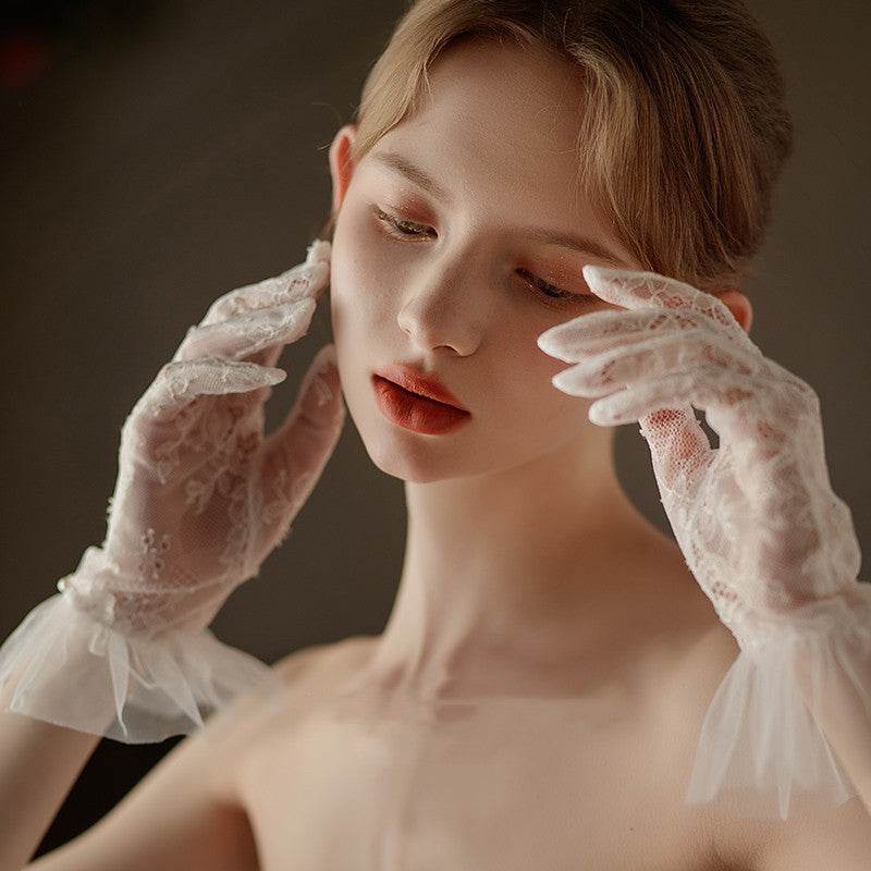 Women's Exquisite Lace Pearl Gloves - Elegant Chic Style for Every Occasion - Buy Center
