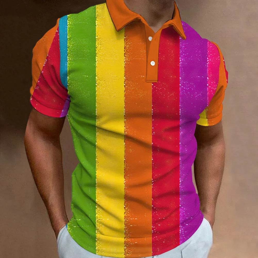 Men's 3D Rainbow Printing Casual T-Shirt - Summer Style & Ultimate Comfort - Buy Center