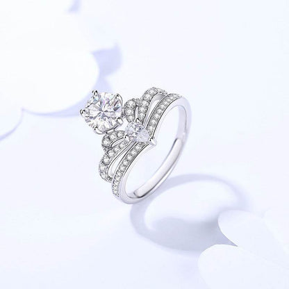 Buy Center Women's Moissanite Crown Ring - 925 Silver Jewelry - Buy Center