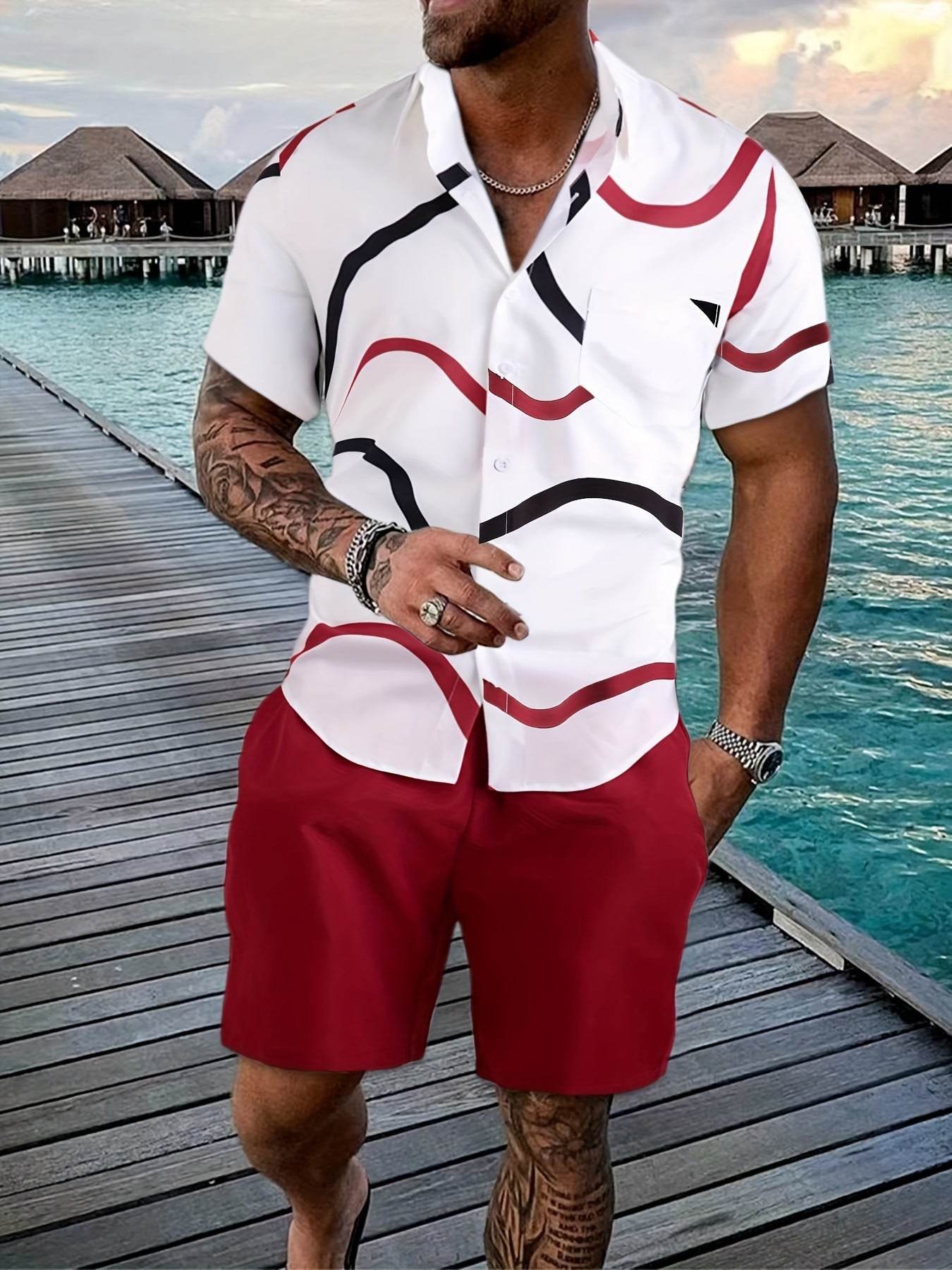 Coconut Tree 3D Printed Suit - Men’s Trendy Summer Casual Outfit - Buy Center