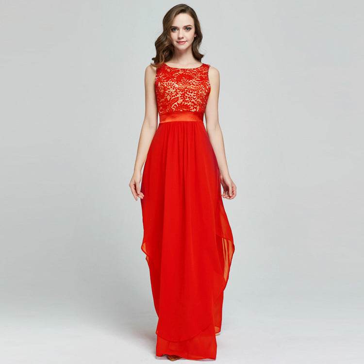 Lace Spliced Chiffon Dress - Stylish Cocktail Dress for Every Occasion - Buy Center