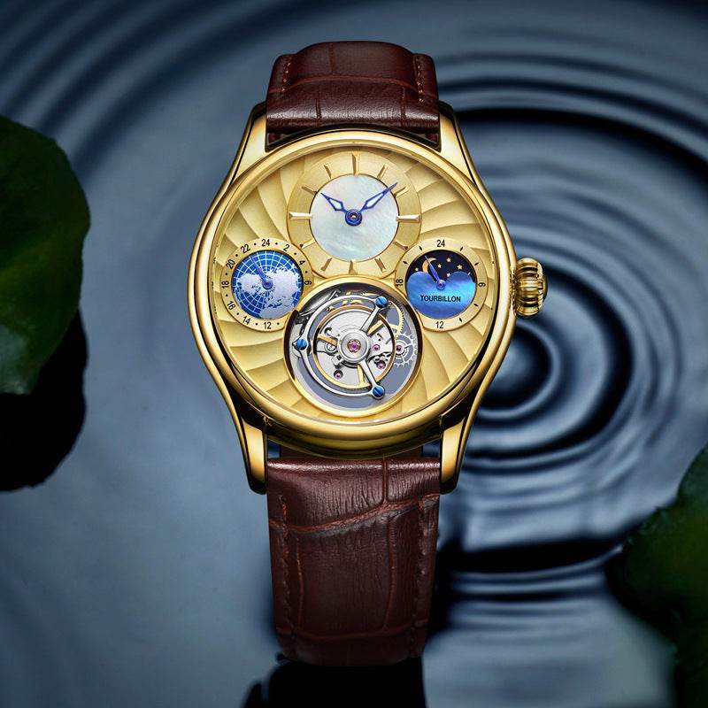 Buycenter Hollow Automatic Men's Mechanical Watch - Elegant Sapphire Dial - Buy Center
