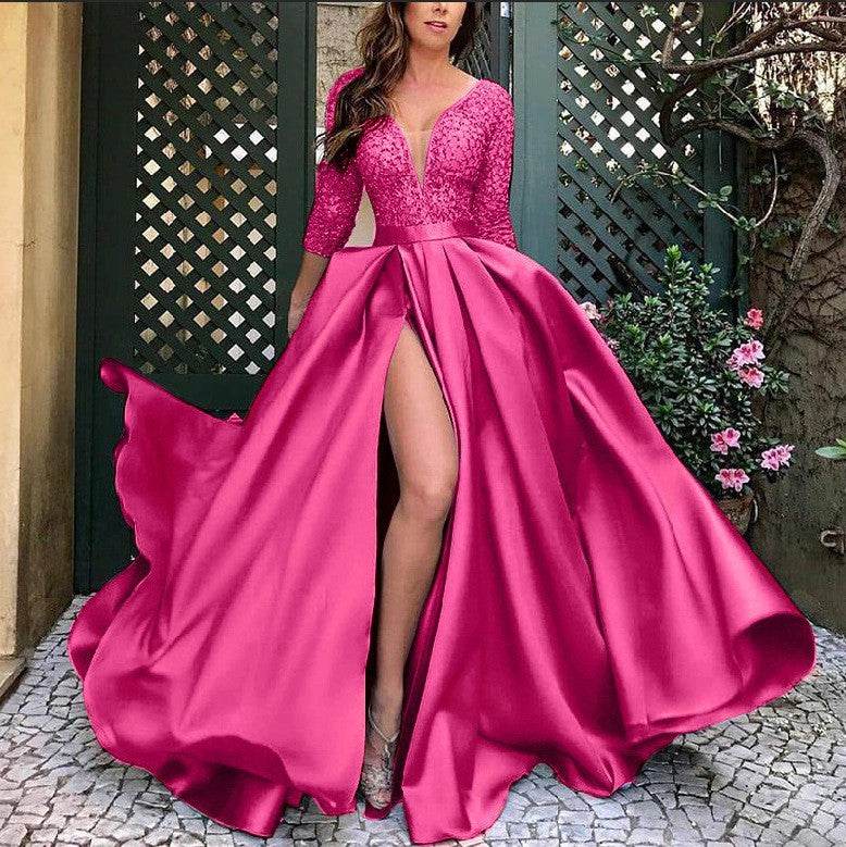 Buycnter Sexy Long Dress - V-Neck, Hot Stamping, Available in Multiple Colors - Buy Center