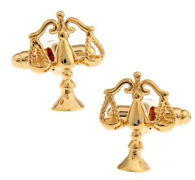 Earthy Gold Scale Balance Cufflinks - Elegant Copper Design for Men - Buy Center