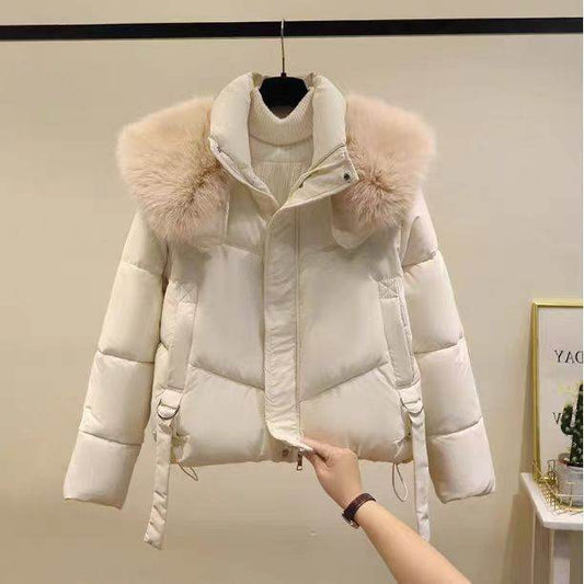 Women's Winter Black Cotton Padded Coat - Stylish, Warm, Chic Fur Collar - Buy Center