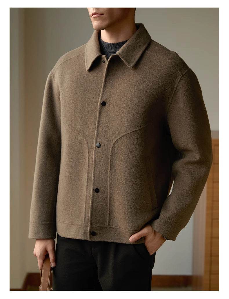Men's Woolen Coat - Stylish Double-Faced Jacket for Autumn & Winter - Buy Center