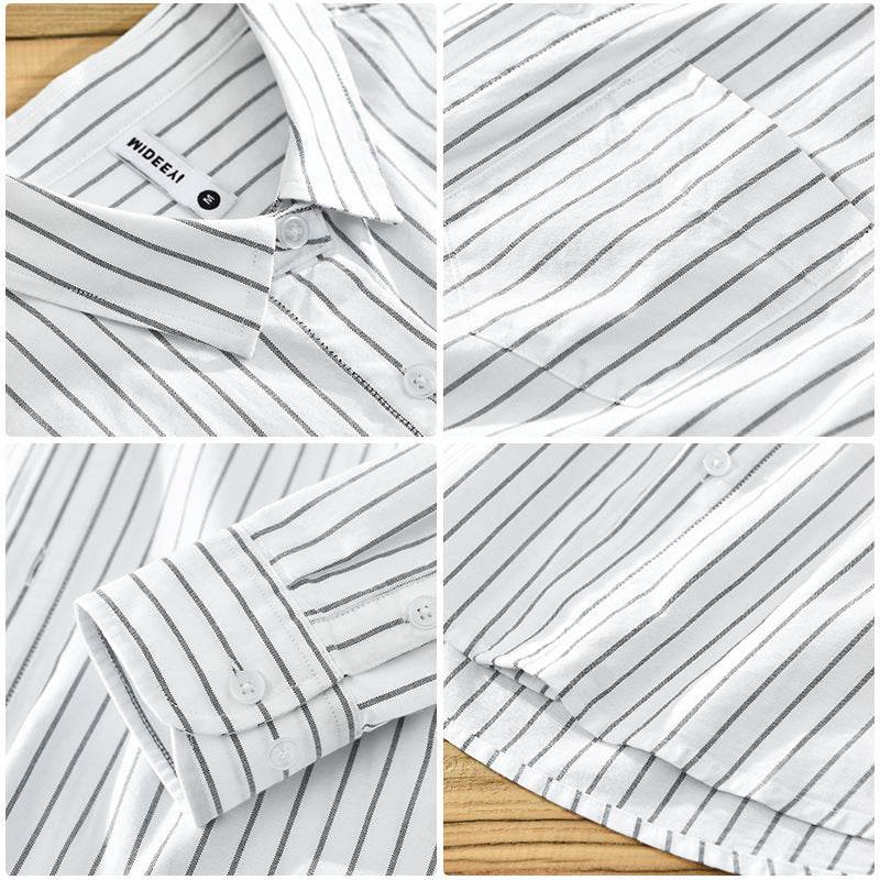 Men's Cotton Striped Long-Sleeved Shirt - Casual Fashion for Every Occasion - Buy Center