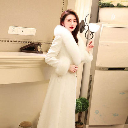 Ladies White Long Woolen Coat - Chic Urban Style for Modern Women - Buy Center