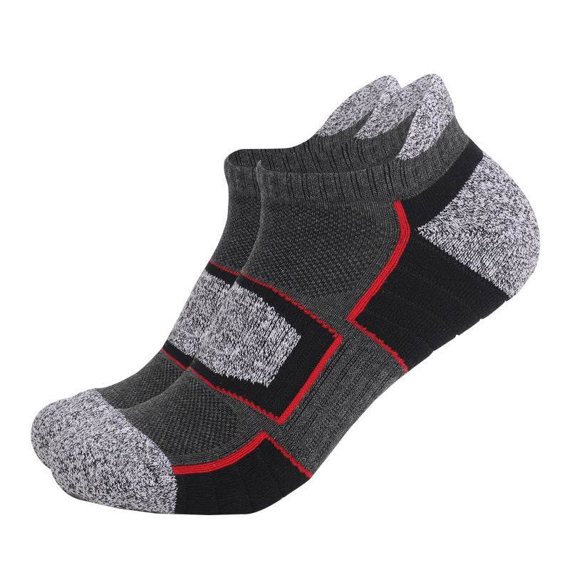 Two Wolves Low-Cut Combed Cotton Socks - Non-Slip Thick Towel Design - Buy Center